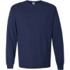 Custom Unisex Garment-Dyed Long Sleeve T-Shirt With a Pocket Navy