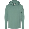 Custom Unisex Garment-Dyed Jersey Hooded Long Sleeve T-Shirt Cypress Green