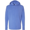 Custom Unisex Garment-Dyed Jersey Hooded Long Sleeve T-Shirt Deep Forte Blue