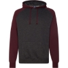 Custom Unisex Raglan Hooded Sweatshirt Charcoal Heather/ Burgundy Heather
