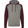 Custom Unisex Raglan Hooded Sweatshirt Gunmetal Heather/ Burgundy Heather