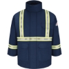 Custom Mens Long Deluxe Parka With Reflective Trim - EXCEL FR® ComforTouch Navy