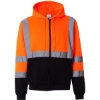 Custom Unisex Hi-Vis Full-Zip Hooded Sweatshirt Orange
