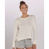 Custom Womens Cuddle Fleece Boxy Crewneck Pullover Natural
