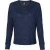 Custom Womens Cuddle Fleece Boxy Crewneck Pullover Navy Heather