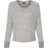 Custom Womens Cuddle Fleece Boxy Crewneck Pullover Oxford/ Natural Stripe