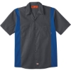 Custom Mens Industrial Colorblocked Short Sleeve Shirt Dark Charcoal/ Royal Blue