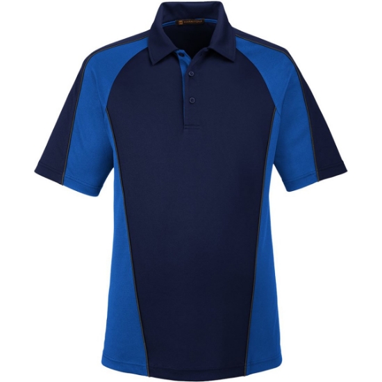 Custom Mens Advantage Snag Protection Plus IL Colorblock Polo Dark Navy/ True Royal/ Dark Charcoal