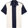 Custom Mens Two-Tone Camp Shirt Navy/ Cream