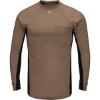 Custom Mens Long Sleeve FR Two-Tone Base Layer with Concealed Chest Pocket - EXCEL FR Khaki