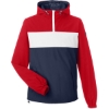Custom Unisex Windward Anorak Hooded Quarter-Zip Jacket Red/ White/ Navy
