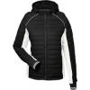 Custom Womens Nautical Mile Hooded Puffer Jacket Black/ Antique White