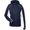 Custom Womens Nautical Mile Hooded Puffer Jacket Navy/ Antique White