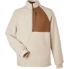 Custom Mens Aura Sweater Fleece Quarter-Zip Pullover Oatmeal Heather/ Teak