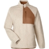 Custom Womens Aura Sweater Fleece Quarter-Zip Pullover Oatmeal Heather/ Teak