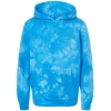 Custom Youth Midweight Tie-Dyed Hooded Sweatshirt Tie Dye Aqua Blue