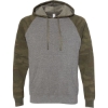 Custom Unisex Special Blend Raglan Hooded Sweatshirt Nickel Heather/ Forest Camo