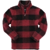 Custom Unisex Sherpa Fleece Quarter-Zip Pullover Garnet/ Black Buffalo Plaid