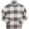 Custom Unisex Sherpa Fleece Quarter-Zip Pullover Granite/ Natural Buffalo Plaid