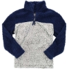 Custom Unisex Sherpa Fleece Quarter-Zip Pullover Navy/ Frosty Grey