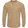Custom Mens iQ Series® Plus Long Sleeve Henley Khaki