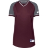Custom Womens Classic V-Neck Jersey Maroon/ Steel/ White