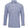 Custom Mens Microcheck Gingham Cotton Shirt Navy/ White