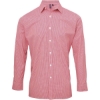 Custom Mens Microcheck Gingham Cotton Shirt Red/ White
