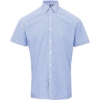 Custom Mens Microcheck Gingham Cotton Shirt Light Blue/ White