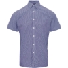 Custom Mens Microcheck Gingham Cotton Shirt Navy/ White