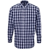 Custom Mens Mulligan Check Cotton Shirt White/ Navy