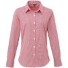 Custom Womens Microcheck Gingham Cotton Shirt Red/ White