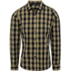 Custom Womens Mulligan Check Cotton Dress Shirt Camel/ Navy