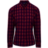 Custom Womens Mulligan Check Cotton Dress Shirt Red/ Navy