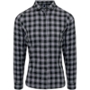 Custom Womens Mulligan Check Cotton Dress Shirt Steel/ Black