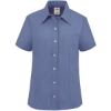 Custom Womens Short Sleeve Stretch Oxford Shirt French Blue