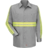 Custom Mens Enhanced Visibility Long Sleeve Cotton Work Shirt Grey