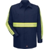 Custom Mens Enhanced Visibility Long Sleeve Cotton Work Shirt Navy