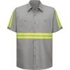 Custom Mens Tall Enhanced Visibility Short Sleeve Cotton Work Shirt Grey