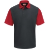 Custom Mens Performance Knit Color-Block Polo Charcoal/ Red
