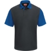 Custom Mens Performance Knit Color-Block Polo Charcoal/ Royal