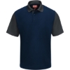 Custom Mens Performance Knit Color-Block Polo Navy/ Charcoal