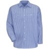 Custom Mens Premium Long Sleeve Work Shirt BW-GM Blue/ White