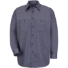 Custom Mens Premium Long Sleeve Work Shirt EX-Blue/ Charcoal