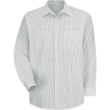 Custom Mens Premium Long Sleeve Work Shirt GW-White/ Green Stripe