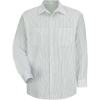 Custom Mens Tall Premium Long Sleeve Work Shirt GW-White/ Green Stripe