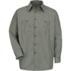Custom Mens Tall Premium Long Sleeve Work Shirt HK-Hunter Green/ Khaki