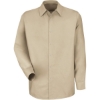 Custom Mens Specialized Pocketless Poplin Long Sleeve Work Shirt Light Tan