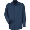 Custom Mens Tall Specialized Pocketless Poplin Long Sleeve Work Shirt Navy