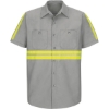 Custom Mens Enhanced Visibility Industrial Work Shirt Light Grey/ Yellow Trim